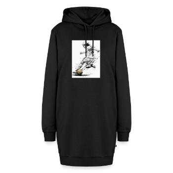 Dynamic Black And White Soccer Player Fussballer - Hoodie-Kleid - Schwarz - Vorne