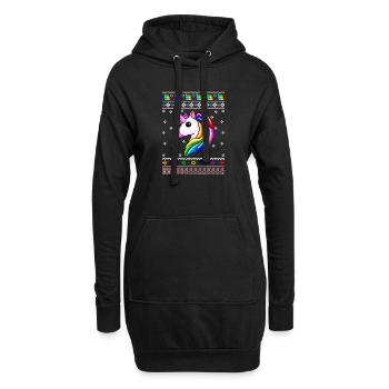 Einhorn-Weihnachten - Hoodie-Kleid - Schwarz - Vorne