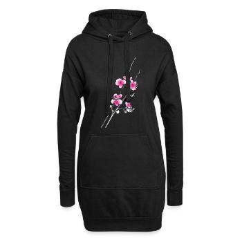 Branche des fleurs de cerisier - Sweat-shirt à capuche long Femme - noir - Devant