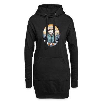 Süßes Schaf - Hoodie-Kleid - Schwarz - Vorne