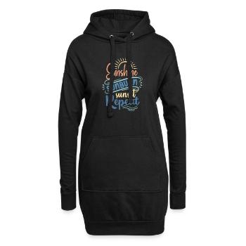 Sonnenschein Sonnenbrand Sonnenuntergang Wiederholung - Hoodie-Kleid - Schwarz - Vorne