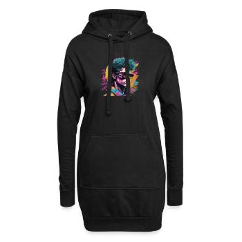 Portrait rétro Pop Art sur fond coloré - Sweat-shirt à capuche long Femme - noir - Devant