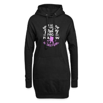 Hockey Mädchen Eishockeyspielerin - Hoodie-Kleid - Schwarz - Vorne