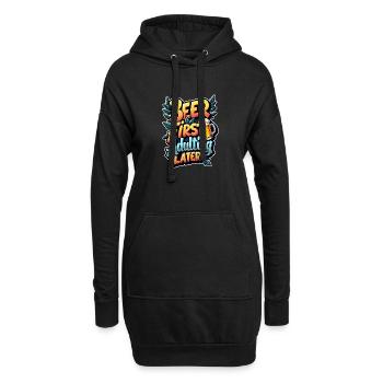 LA BIÈRE D’ABORD, L’ÂGE ADULTE ENSUITE - Sweat-shirt à capuche long Femme - noir - Devant