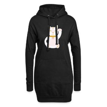 Maneki Neko L Chat porte-bonheur - Sweat-shirt à capuche long Femme - noir - Devant