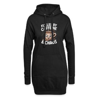 Angetrieben von Koffein und Chaos Kaffee Lehrerin Mama - Hoodie-Kleid - Schwarz - Vorne