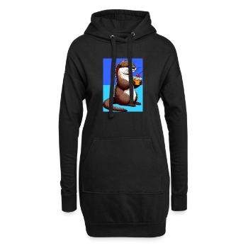 loutre - Sweat-shirt à capuche long Femme - noir - Devant