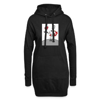 Herzheld: Superheld mit Herz - Hoodie-Kleid - Schwarz - Vorne