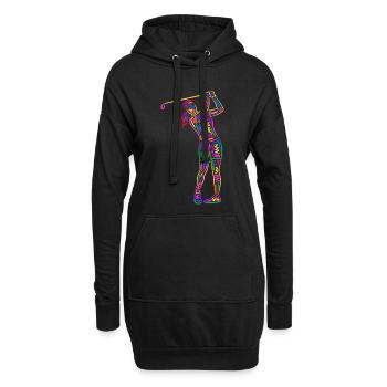 Golf Golfer bunt Frauen Kinder Mädchen Golfspieler - Hoodie-Kleid - Schwarz - Vorne