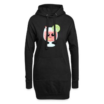 Rosa Sommergetränk mit Limette im Aperitif Glas - Hoodie-Kleid - Schwarz - Vorne