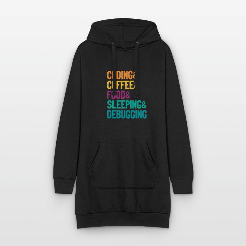 Coding Coffee Food Sleeping Debbuging Programmer C Hoodie-Kleid