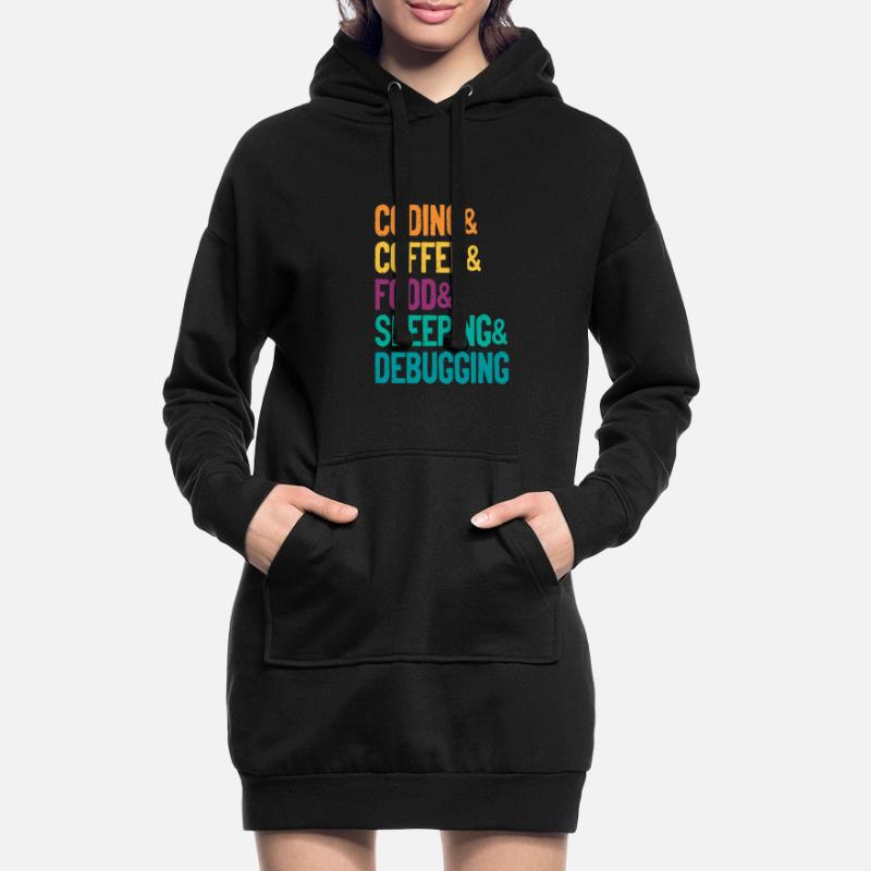 Coding Coffee Food Sleeping Debbuging Programmer C Hoodie-Kleid