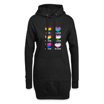 Love Is Love Transgender Diversity Rainbow Gay Lov - Hoodie-Kleid - Schwarz - Vorne