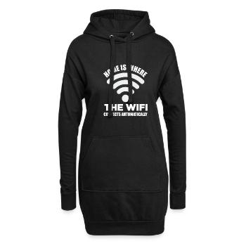 Home Is Where The Wifi Connects Automatically Vide - Hoodie-Kleid - Schwarz - Vorne
