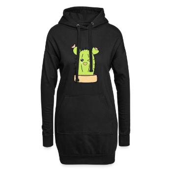 Cactus, cactus, plantes succulentes, plante mignonne - Sweat-shirt à capuche long Femme - noir - Devant