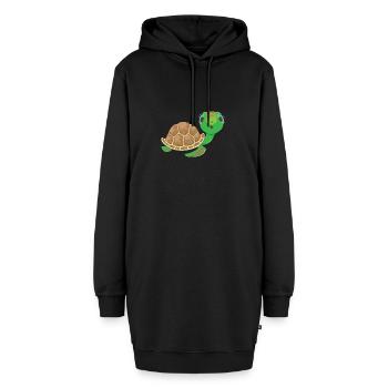 Kawaii Schildkröte: Süßer Charme - Hoodie-Kleid - Schwarz - Vorne