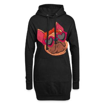 Bulldog français - Sweat-shirt à capuche long Femme - noir - Devant