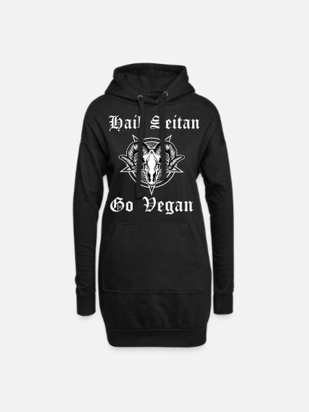 Hail seitan go vegan - Hoodie-Kleid - Schwarz