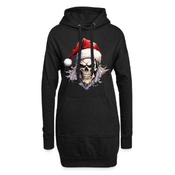 Crâne De Noël Crâne Horreur Effrayant - Sweat-shirt à capuche long Femme - noir - Devant