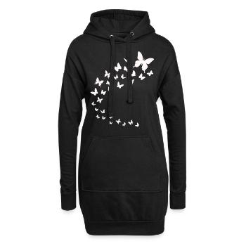 Papillons volants - Sweat-shirt à capuche long Femme - noir - Devant