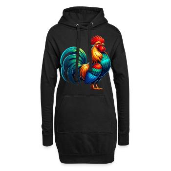 Belle image de coq - Sweat-shirt à capuche long Femme - noir - Devant