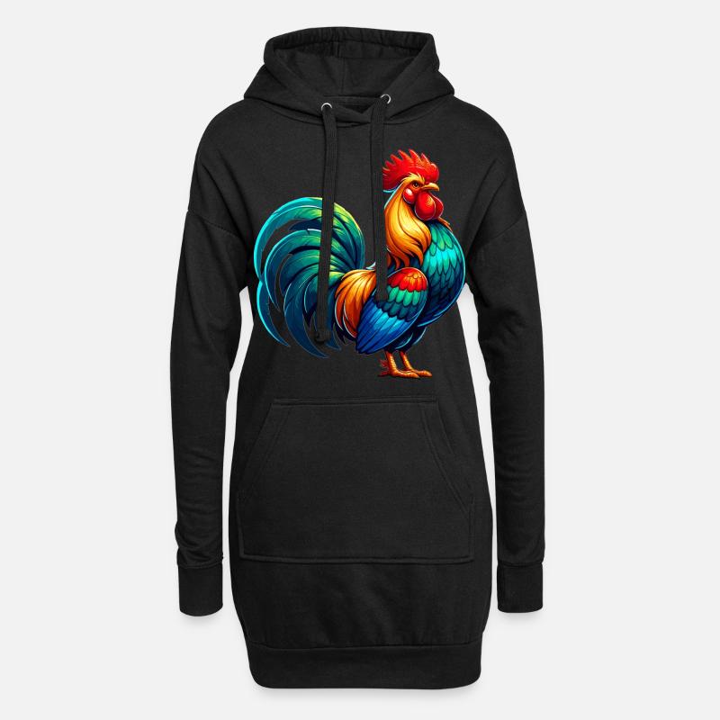 Schönes Hahn-Bild - Hoodie-Kleid - Schwarz