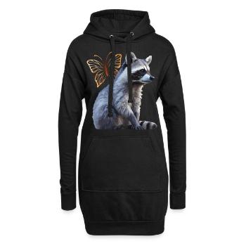 Raton laveur - Sweat-shirt à capuche long Femme - noir - Devant
