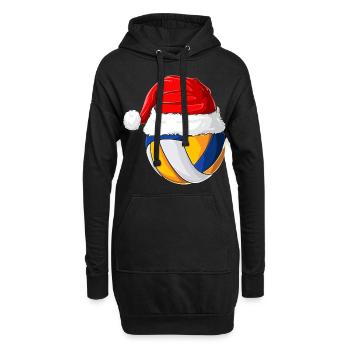 Weihnachten Weihnachtsmütze Weihnachts Volleyball - Hoodie-Kleid - Schwarz - Vorne