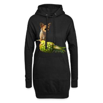 Chihuahua mit Ananas - Hoodie-Kleid - Schwarz - Vorne