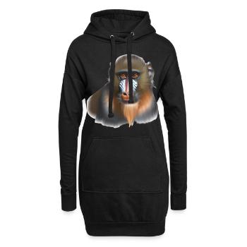 Singe Mandrill - Sweat-shirt à capuche long Femme - noir - Devant