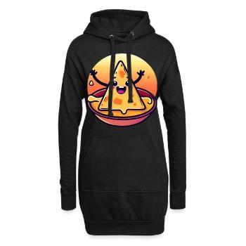 Chips de nacho dans un bain de fromage crémeux - Sweat-shirt à capuche long Femme - noir - Devant