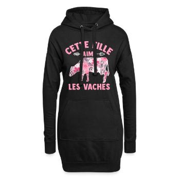 Cette Fille Aime Les Vaches - Sweat-shirt à capuche long Femme - noir - Devant