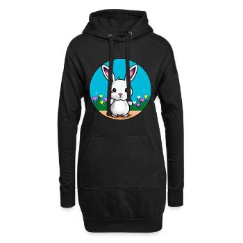 Kleiner Hase Osterhase - Hoodie-Kleid - Schwarz - Vorne