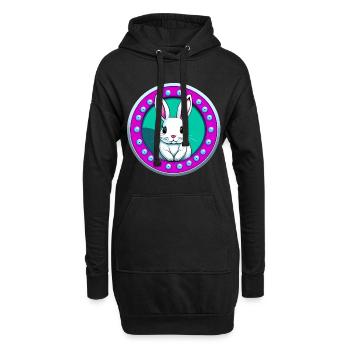 Lapin de Pâques rose blanc - Sweat-shirt à capuche long Femme - noir - Devant