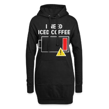 Kaffee Eiskaffee Koffein Espresso Barista Geschenk - Hoodie-Kleid - Schwarz - Vorne