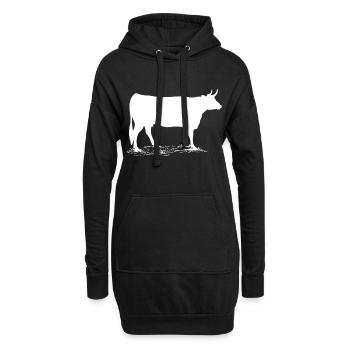 vache - Sweat-shirt à capuche long Femme - noir - Devant