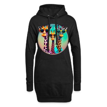 3 Coole Giraffen mit Sonnenbrillen - Hoodie-Kleid - Schwarz - Vorne