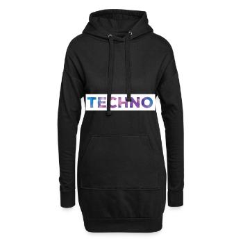 Techno - Hoodie-Kleid - Schwarz - Vorne