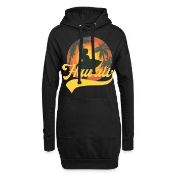 Hawaï Surfer Girl in Sunset - Sweat-shirt à capuche long Femme - noir - Devant
