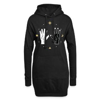 Univers Spirituel Tatouage Mains Lune Étoiles - Sweat-shirt à capuche long Femme - noir - Devant