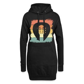 Gitarre retro vintage - Hoodie-Kleid - Schwarz - Vorne