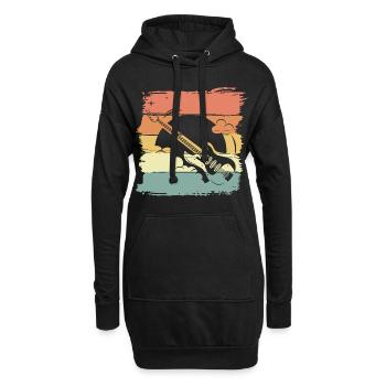 Gitarre retro vintage - Hoodie-Kleid - Schwarz - Vorne