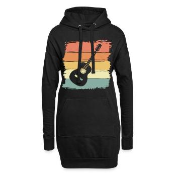Gitarre retro vintage - Hoodie-Kleid - Schwarz - Vorne