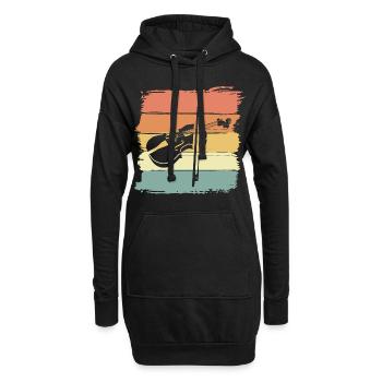 Violon rétro - Sweat-shirt à capuche long Femme - noir - Devant