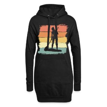 Paddleboard Frauen vintage retro - Hoodie-Kleid - Schwarz - Vorne