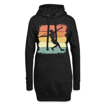 Speerwurf retro - Hoodie-Kleid - Schwarz - Vorne