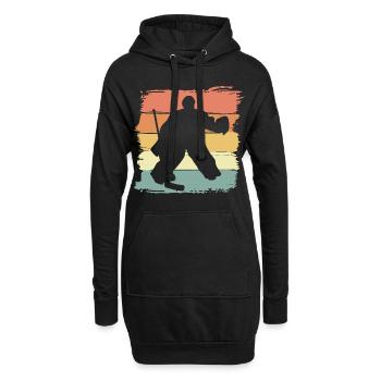 Gardien de but de hockey sur glace rétro - Sweat-shirt à capuche long Femme - noir - Devant