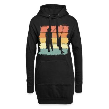 Pêche Pêche rétro vintage - Sweat-shirt à capuche long Femme - noir - Devant