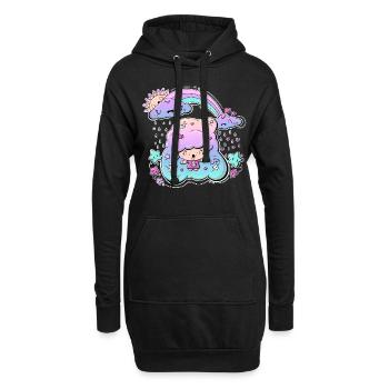 I Love Rain tête bulle mignonne - Sweat-shirt à capuche long Femme - noir - Devant