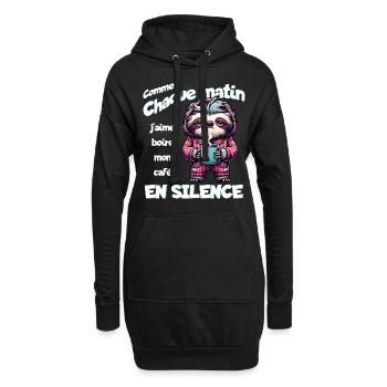 Comme chaque matin j'aime boire mon café... - Sweat-shirt à capuche long Femme - noir - Devant